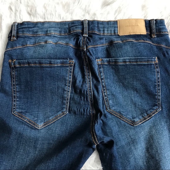 ZARA Trafaluc Skinny Distressed Jeans Navy Wash - Picture 5 of 8